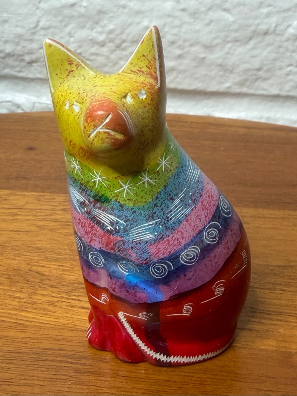 Artisan Crafted Alebrijes Cat Figure Colorful Vibrant Vintage